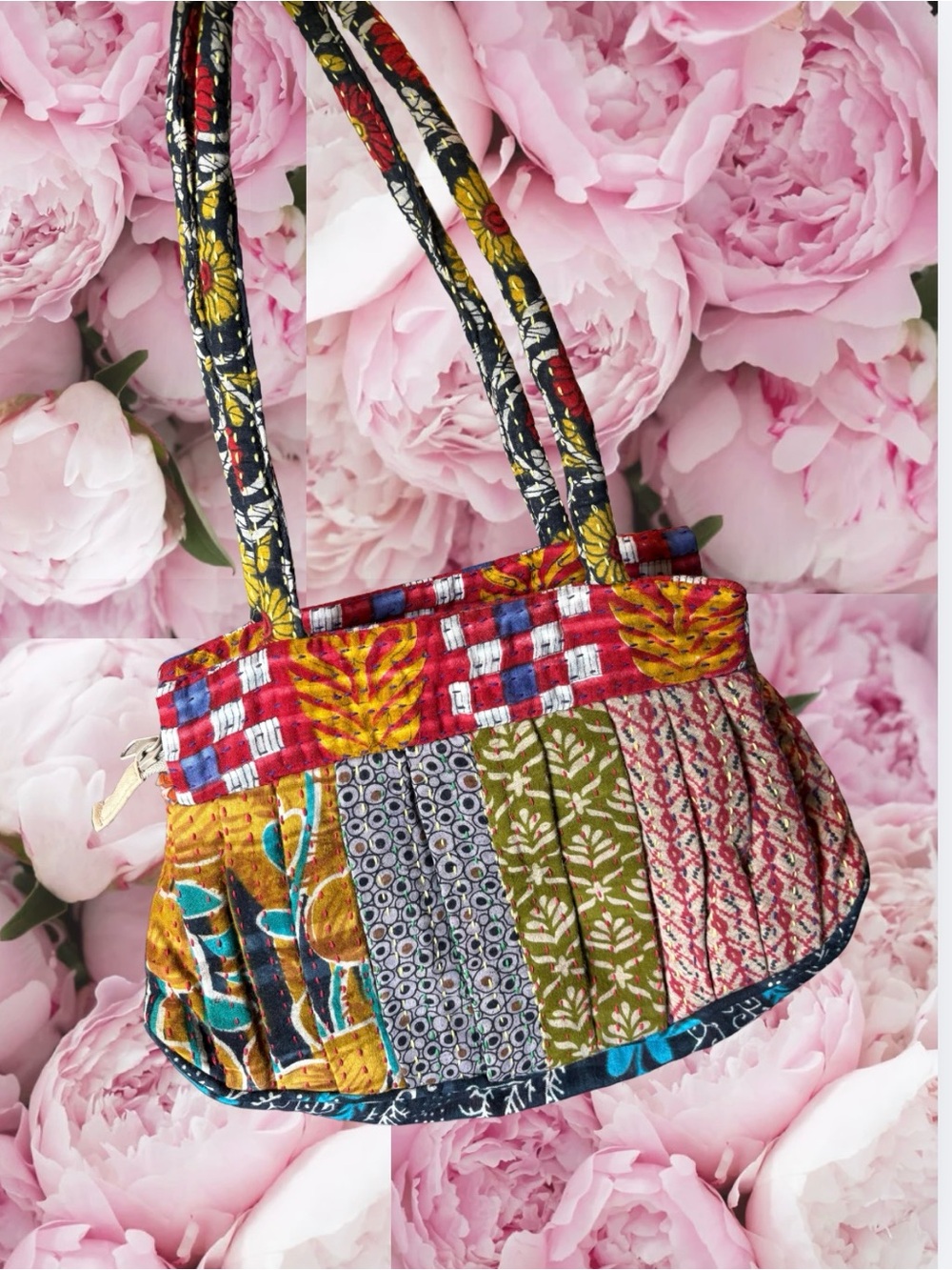 Handmade 100% Cotton Patchwork Embroidered Purse Bag Made in Bangladesh